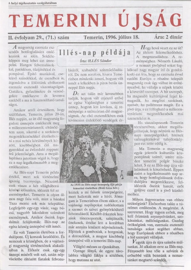 Temerini Újság, 2. évf. 1996. július 18. 29. sz.