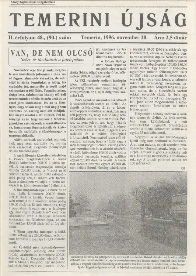 Temerini Újság, 2. évf. 1996. november 28. 48. sz.