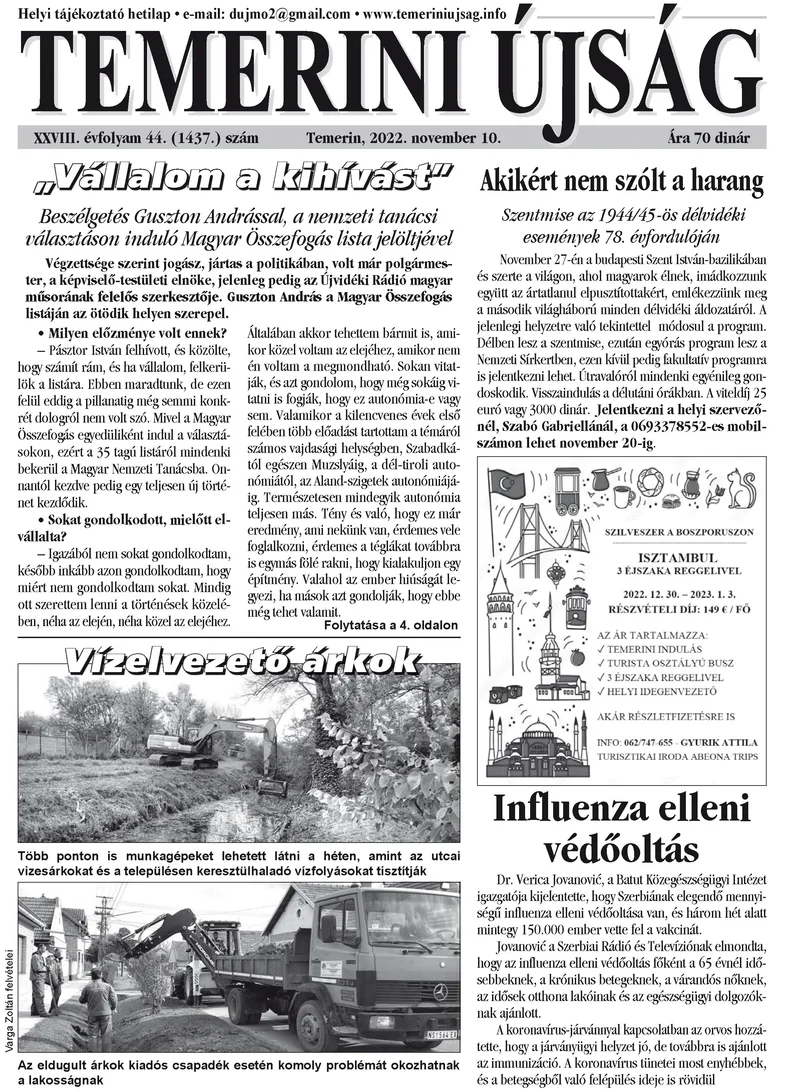 Temerini Újság, 28. évf. 2022. november 10. 44. sz.
