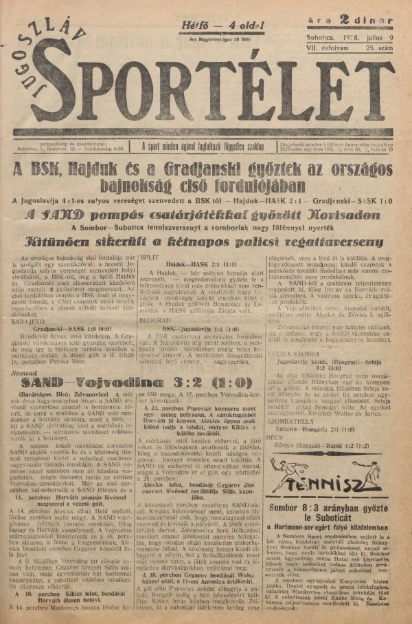 Jugoszláv sportélet, 7. évf. 1928. július 9. 25. sz.