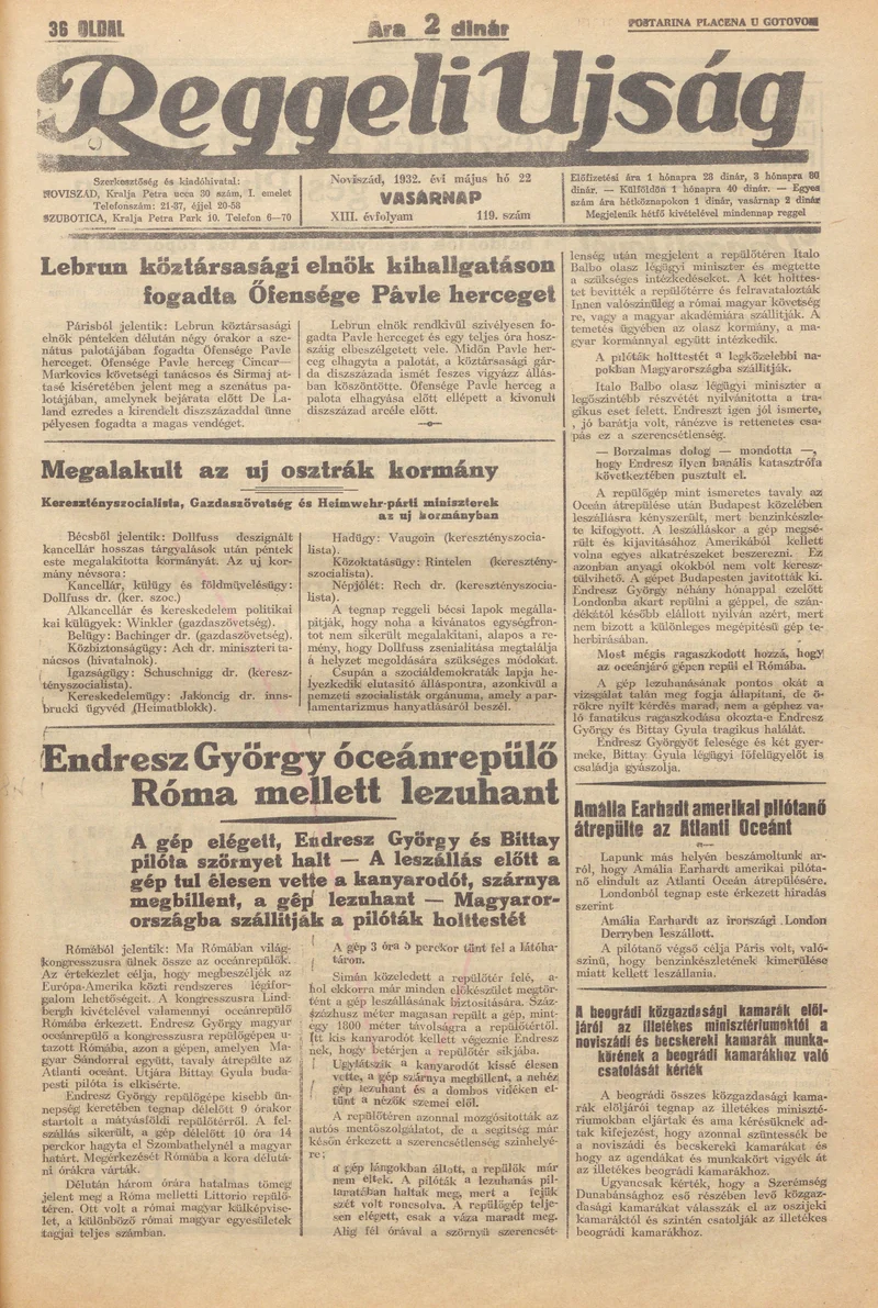 Reggeli Újság, 13. évf. 1932. május 22. 119. sz.