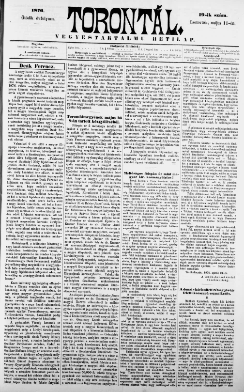 Torontál, 5. évf. 1876. május 11. 19. sz.