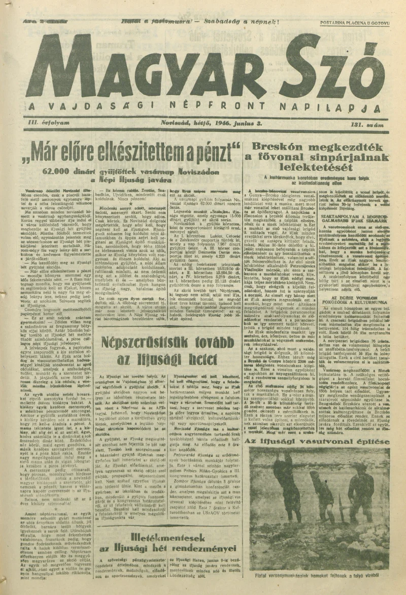 Magyar Szó, 3. évf. 1946. június 3. 131. sz. 1–6. oldal