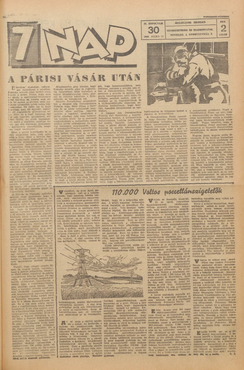 7 Nap, 4. évf. 1949. július 27. 30. sz. 1–4. oldal