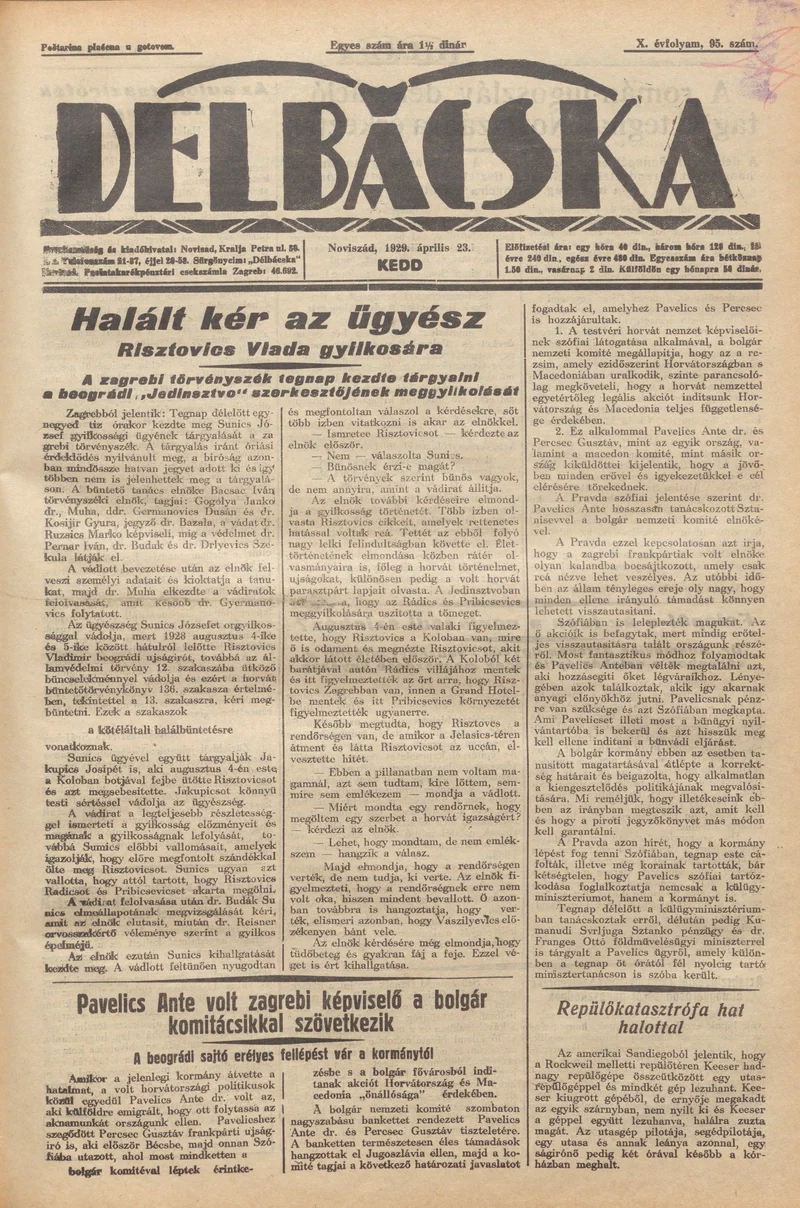 Délbácska, 10. évf. 1929. április 23. 95. sz.