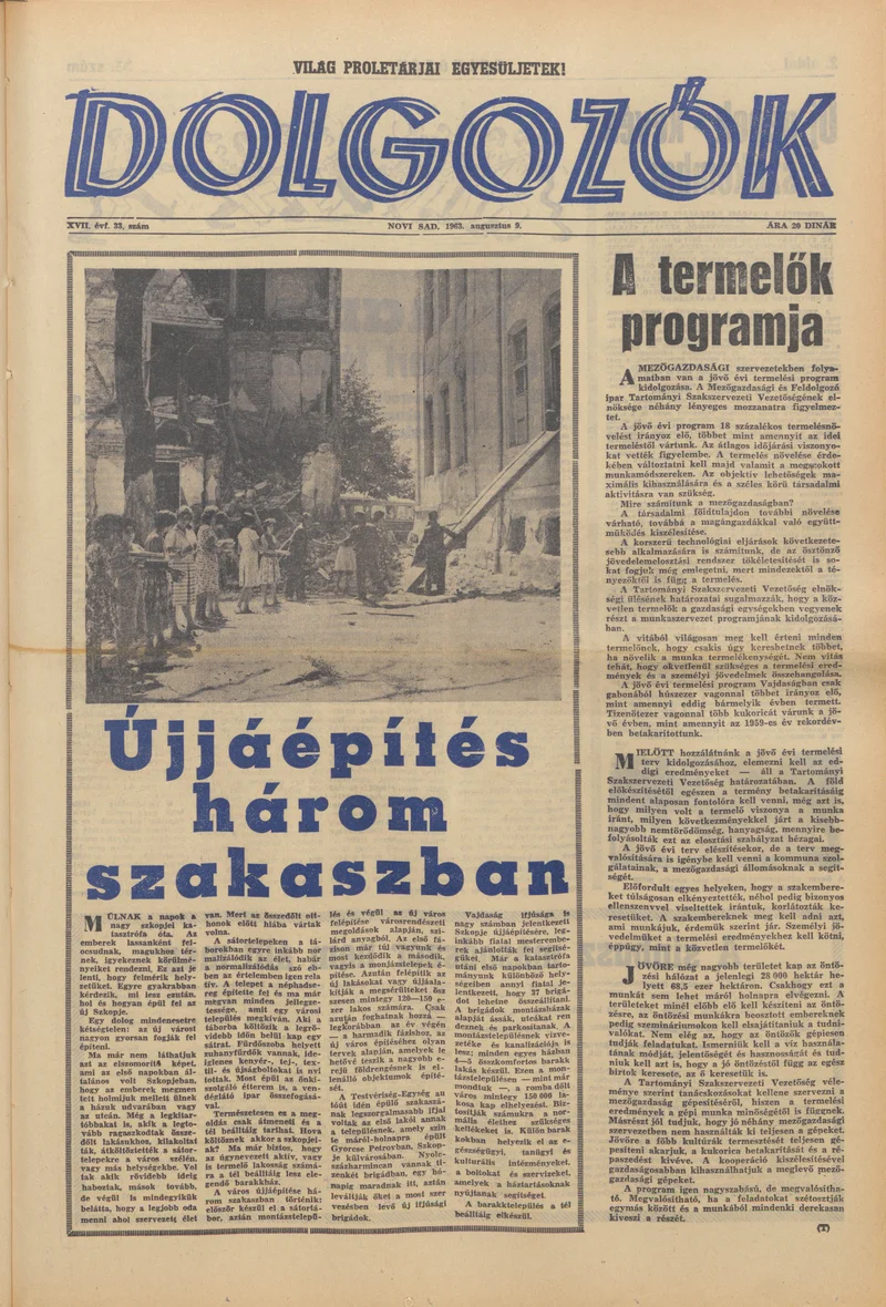 Dolgozók, 17. évf. 1963. augusztus 9. 33. sz.