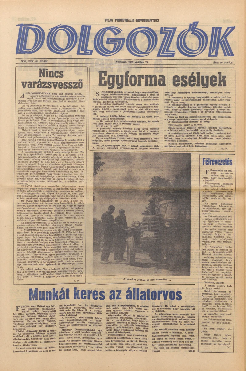 Dolgozók, 16. évf. 1962. október 19. 42. sz.