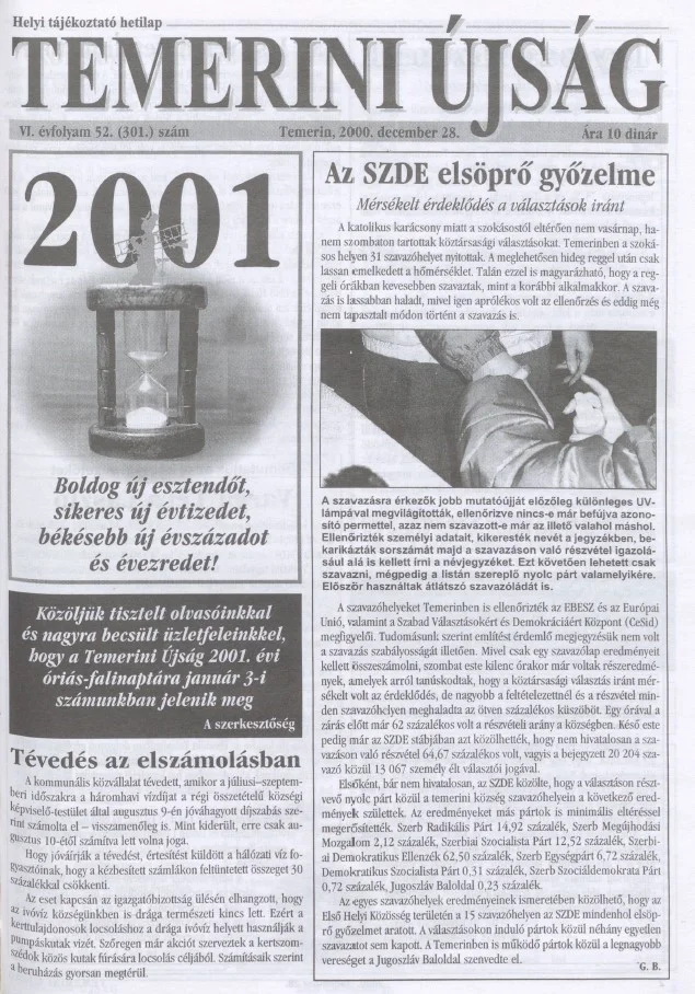 Temerini Újság, 6. évf. 2000. december 28. 52. sz.