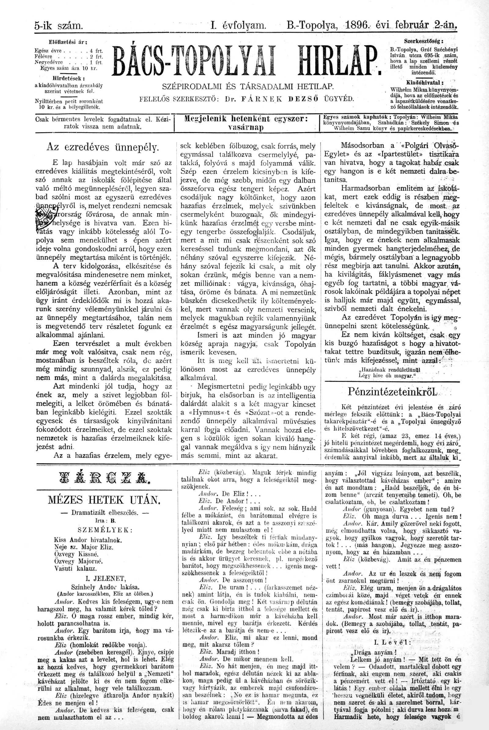 Bács-Topolyai Hirlap, 1. évf. 1896. február 2. 5. sz.