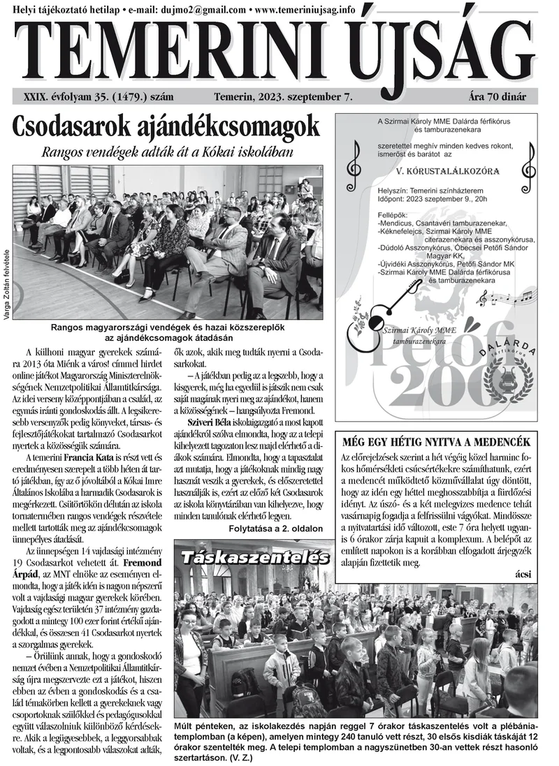Temerini Újság, 29. évf. 2023. szeptember 7. 35. sz.