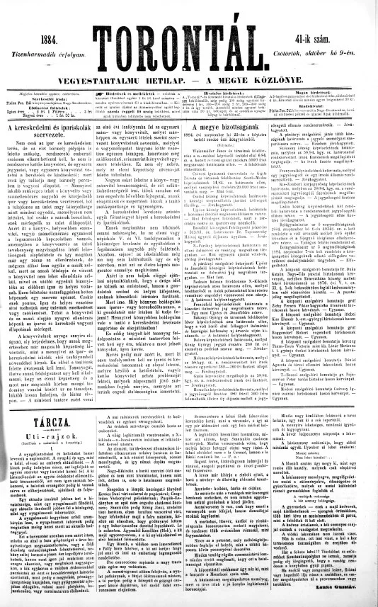 Torontál, 13. évf. 1884. október 9. 41. sz.