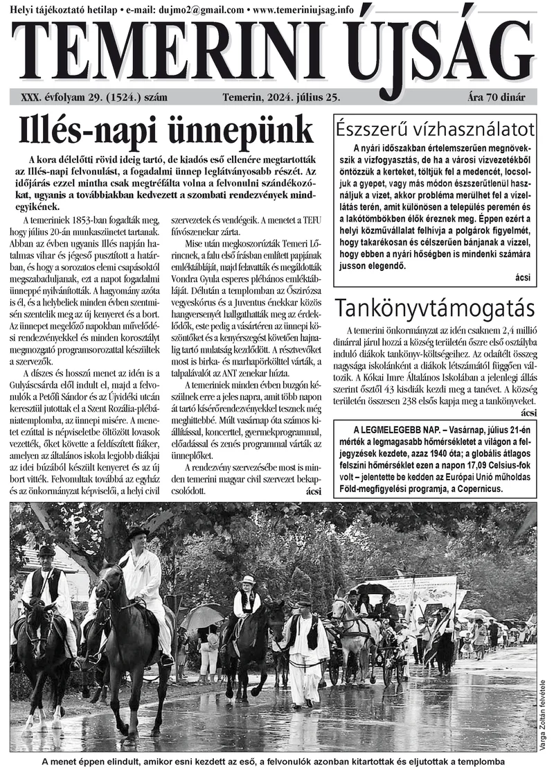 Temerini Újság, 30. évf. 2024. július 25. 29. sz.