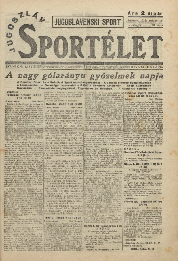 Jugoszláv sportélet, 2. évf. 1923. október 8. 40. sz.