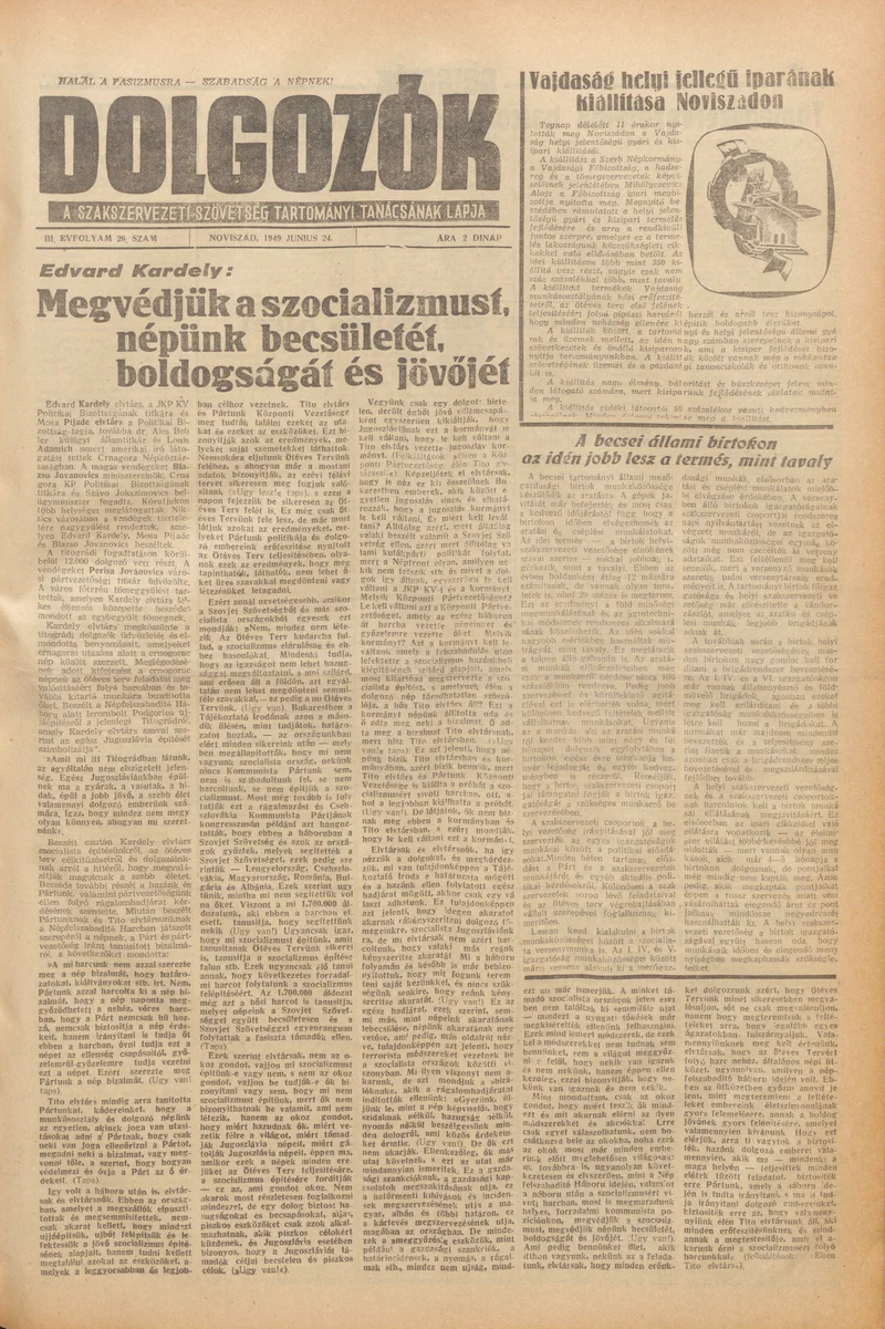 Dolgozók, 3. évf. 1949. június 24. 26. sz.
