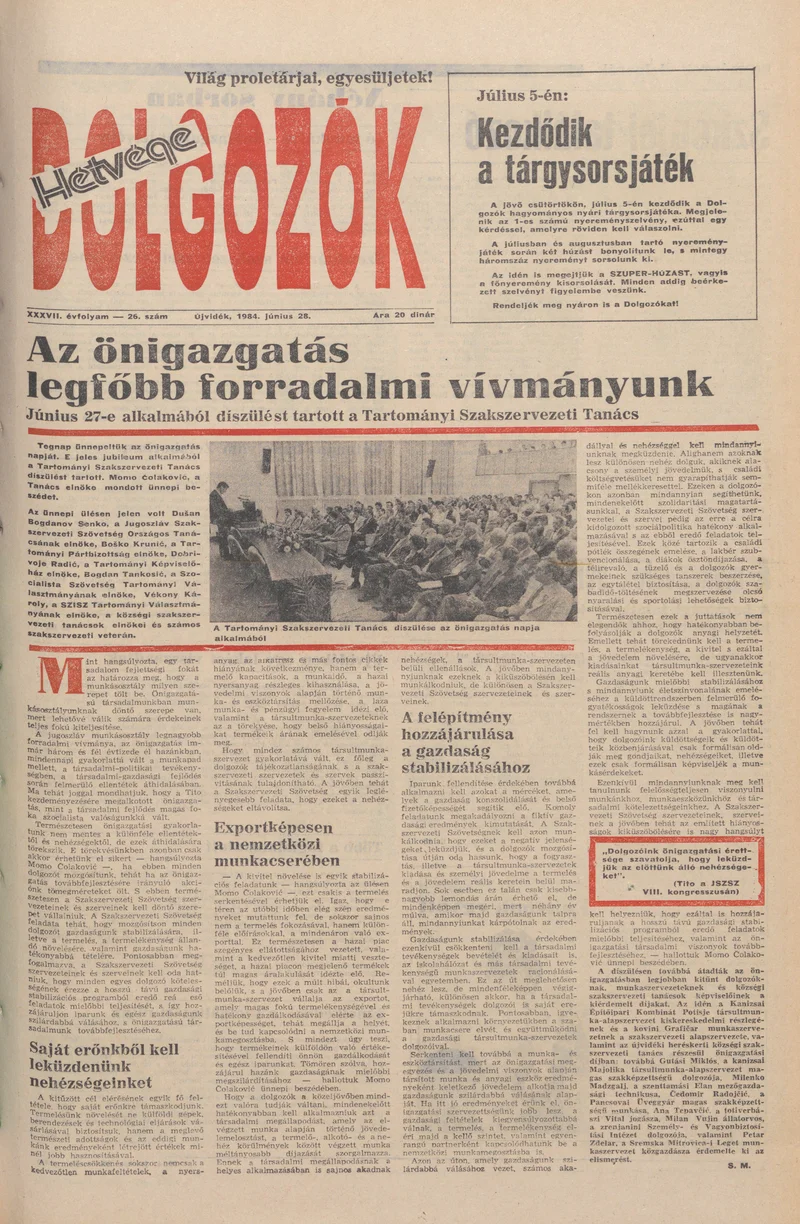 Dolgozók, 38. évf. 1984. június 28. 26. sz.