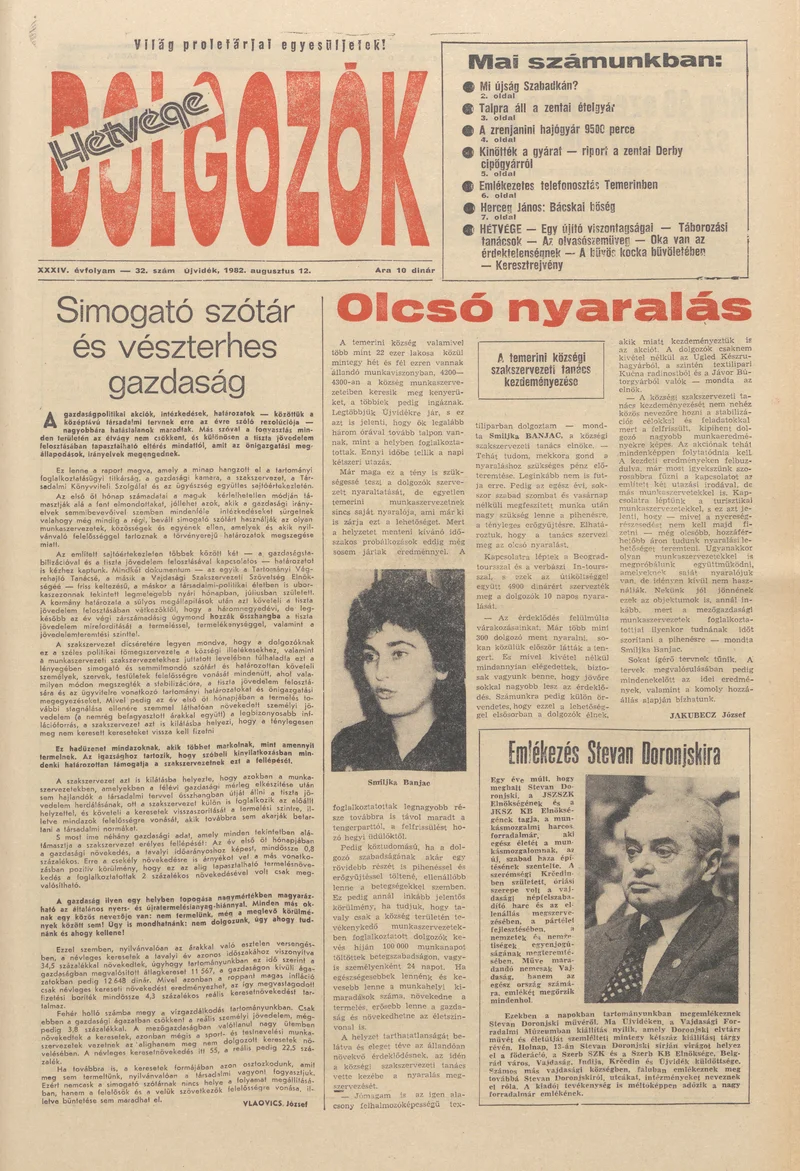 Dolgozók, 36. évf. 1982. augusztus 12. 32. sz.