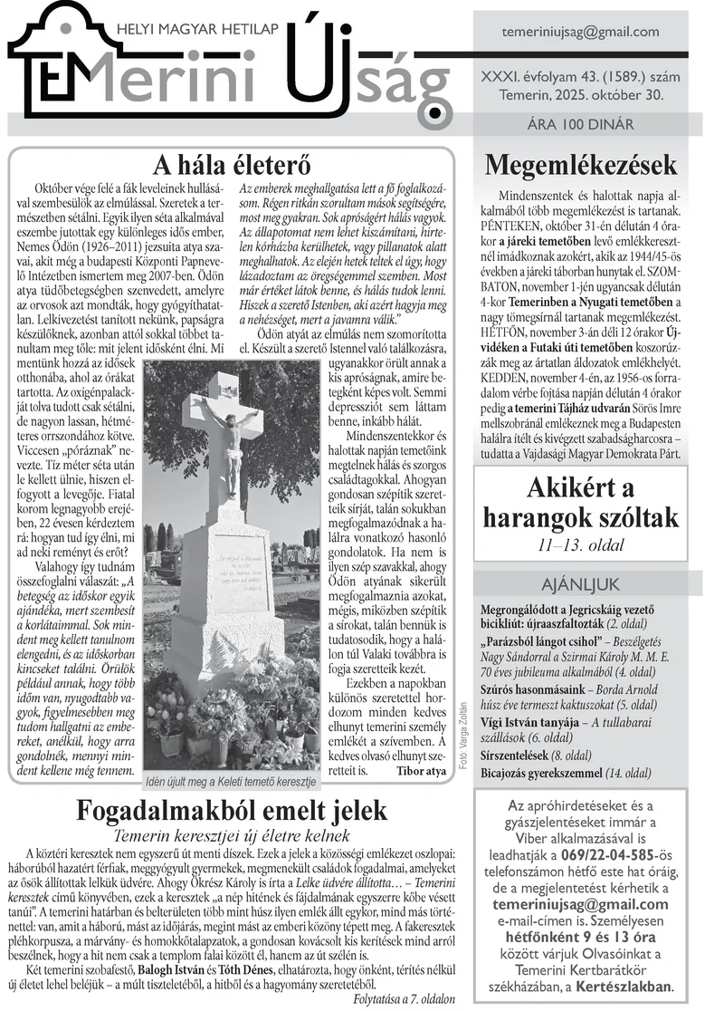 Temerini Újság, 31. évf. 2025. október 30. 43. sz.