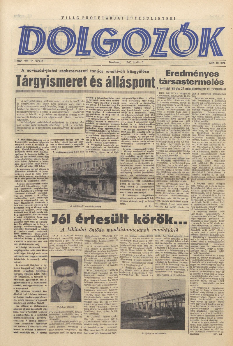 Dolgozók, 14. évf. 1960. április 8. 15. sz.