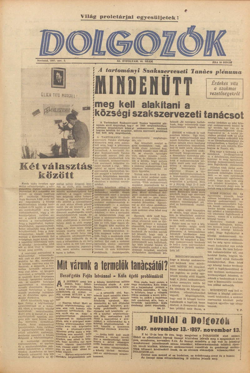 Dolgozók, 11. évf. 1957. november 2. 44. sz.