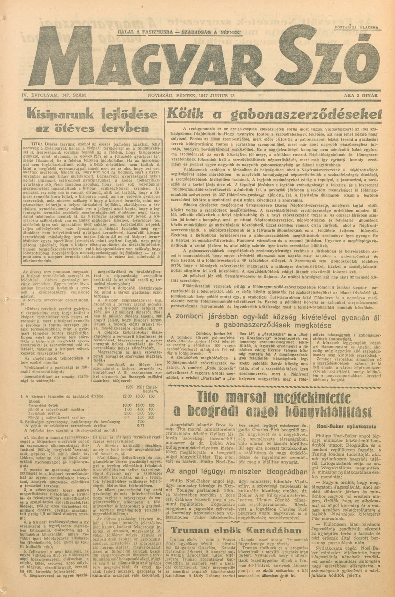 Magyar Szó, 4. évf. 1947. június 13. 147. sz. 1–6. oldal
