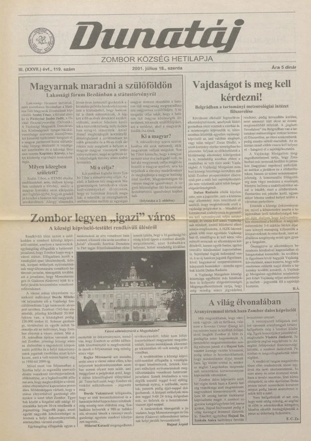 Dunatáj, 3. évf. 2001. július 18. 119. sz.