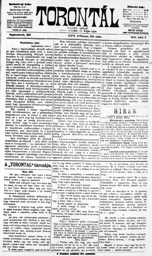 Torontál, 26. évf. 1897. július 5. 150. sz.