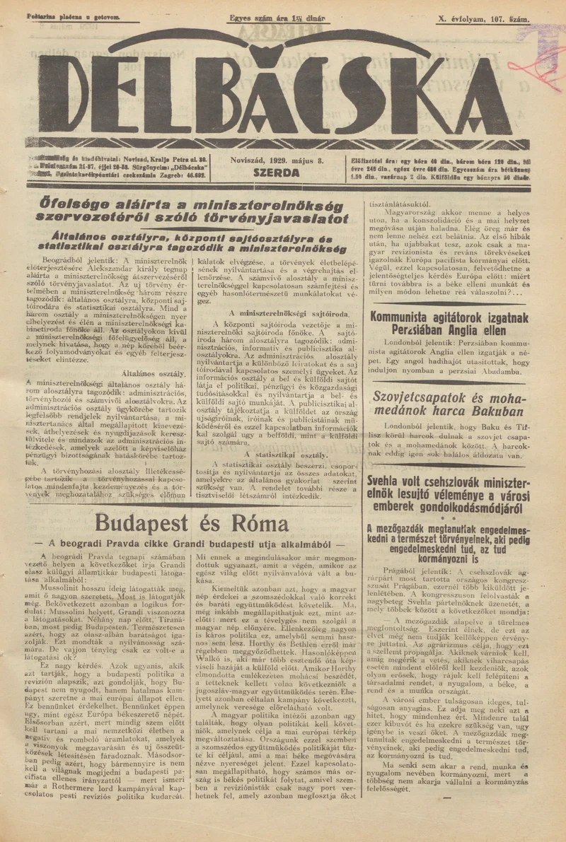Délbácska, 10. évf. 1929. május 8. 107. sz.