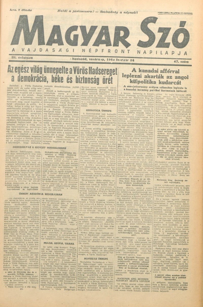 Magyar Szó, 3. évf. 1946. február 24. 47. sz. 1–8. oldal