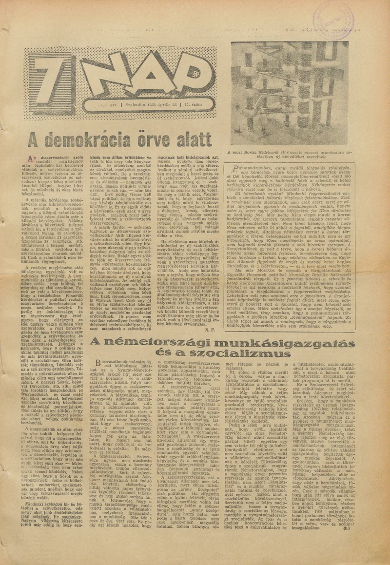 7 Nap, 8. évf. 1953. április 26. 17. sz. 1–12. oldal