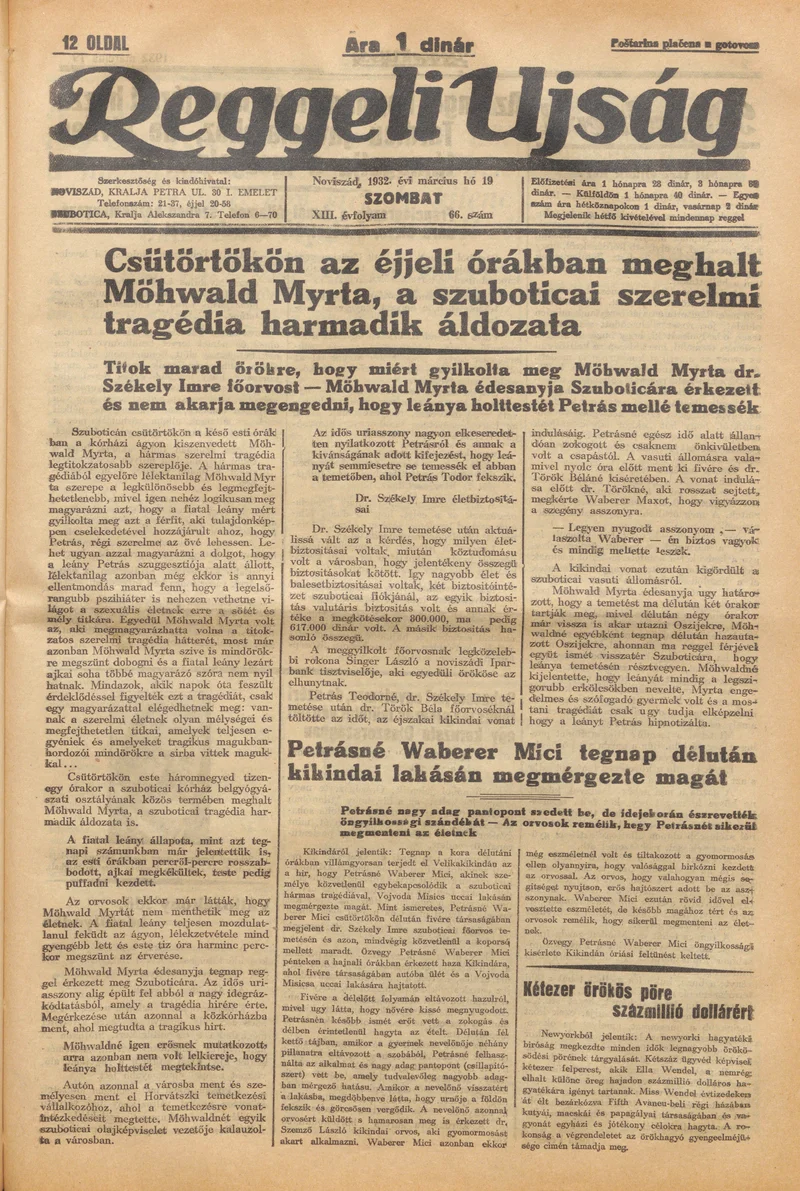 Reggeli Újság, 13. évf. 1932. március 19. 66. sz.