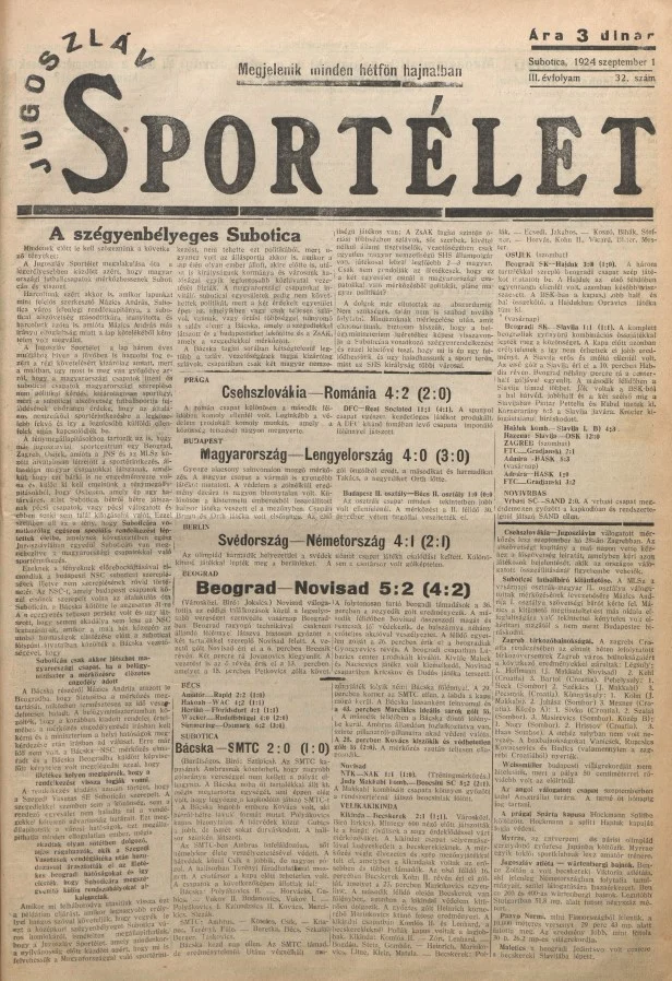 Jugoszláv sportélet, 3. évf. 1924. szeptember 1. 32. sz.