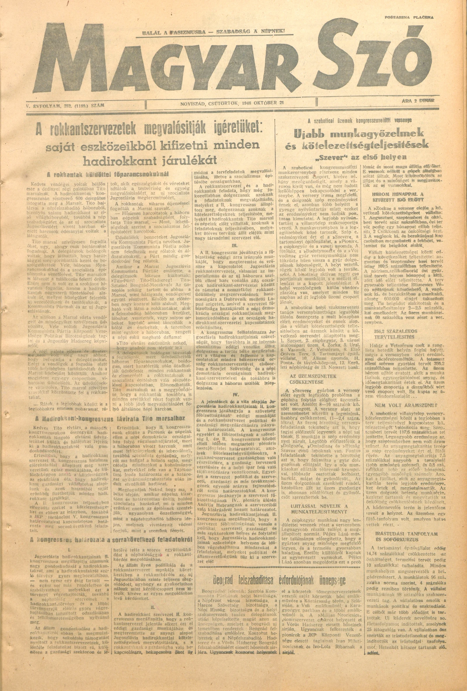 Magyar Szó, 5. évf. 1948. október 21. 252. sz. 1–4. oldal