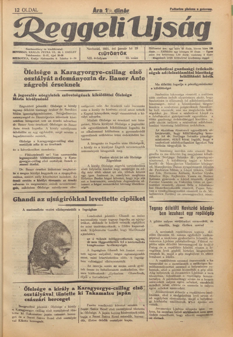 Reggeli Újság, 12. évf. 1931. január 29. 23. sz.