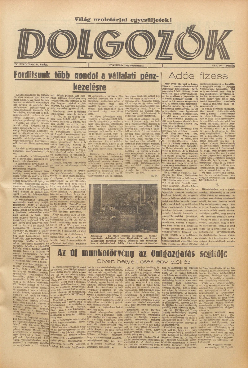Dolgozók, 9. évf. 1955. augusztus 2. 30. sz.