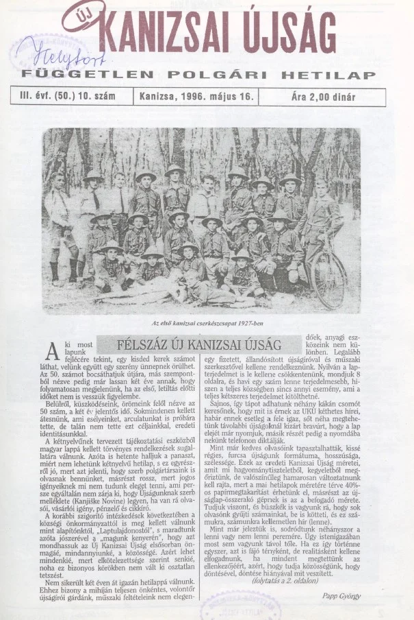 Új Kanizsai Újság, 3. évf. 1996. május 16. 10. sz.
