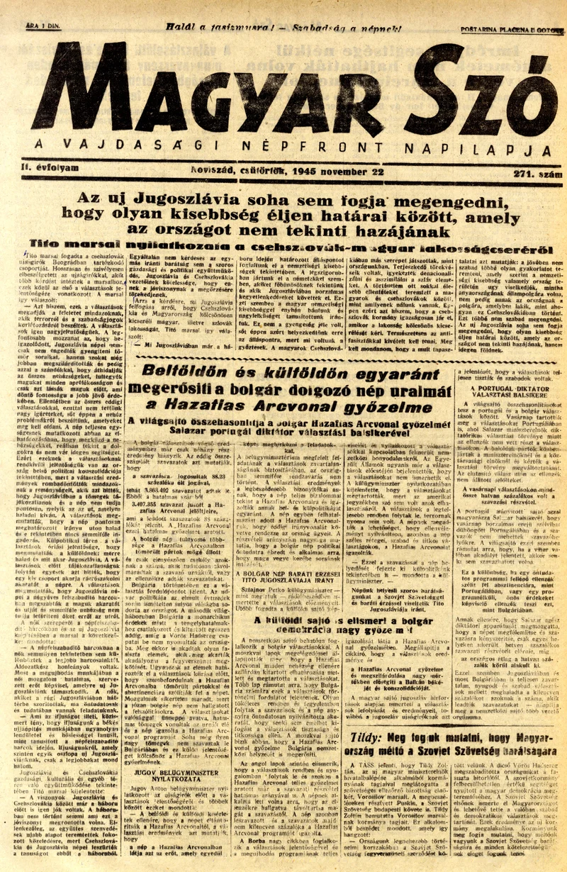 Magyar Szó, 2. évf. 1945. november 22. 271. sz. 1–4. oldal