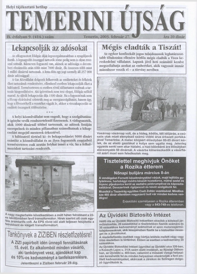 Temerini Újság, 9. évf. 2003. február 27. 9. sz.