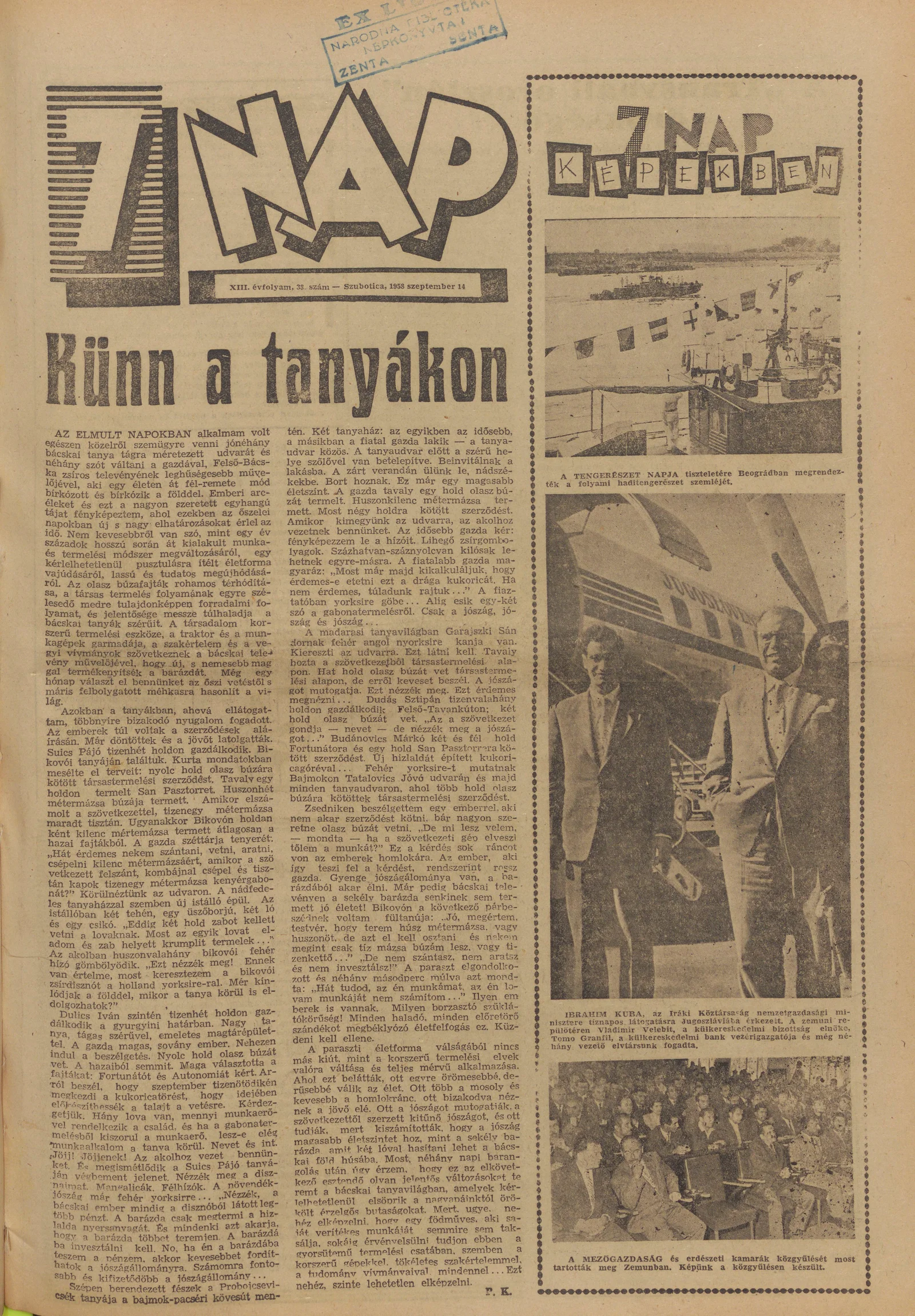 7 Nap, 13. évf. 1958. szeptember 14. 38. sz. 1–20. oldal