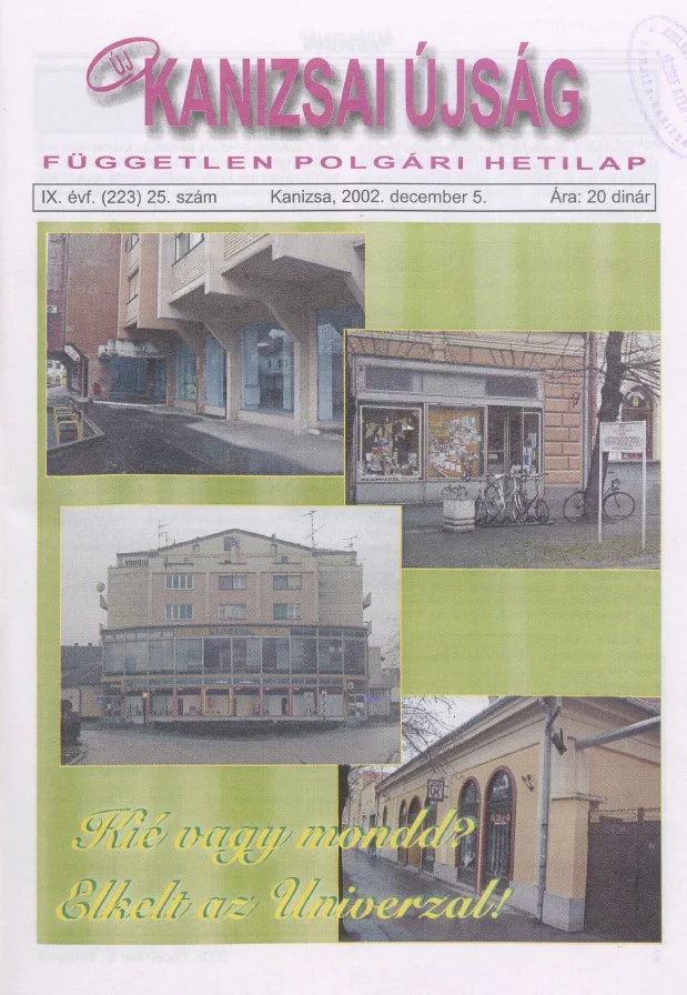 Új Kanizsai Újság, 9. évf. 2002. december 5. 25. sz.