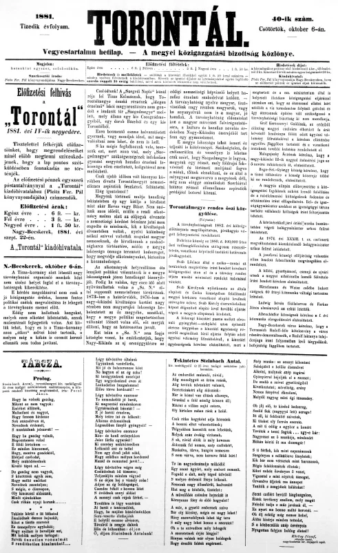 Torontál, 10. évf. 1881. október 6. 40. sz.