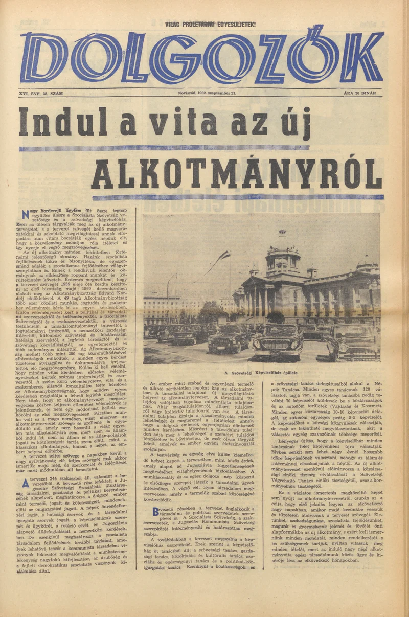 Dolgozók, 16. évf. 1962. szeptember 21. 38. sz.