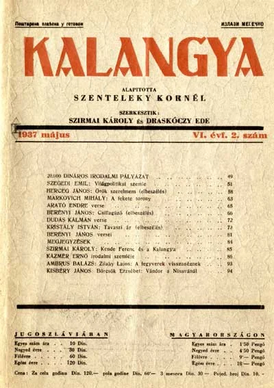 Kalangya, 6. évf. 1937. május. 2. sz. 49–96. oldal