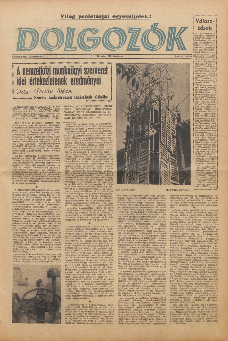 Dolgozók, 11. évf. 1957. szeptember 7. 36. sz.
