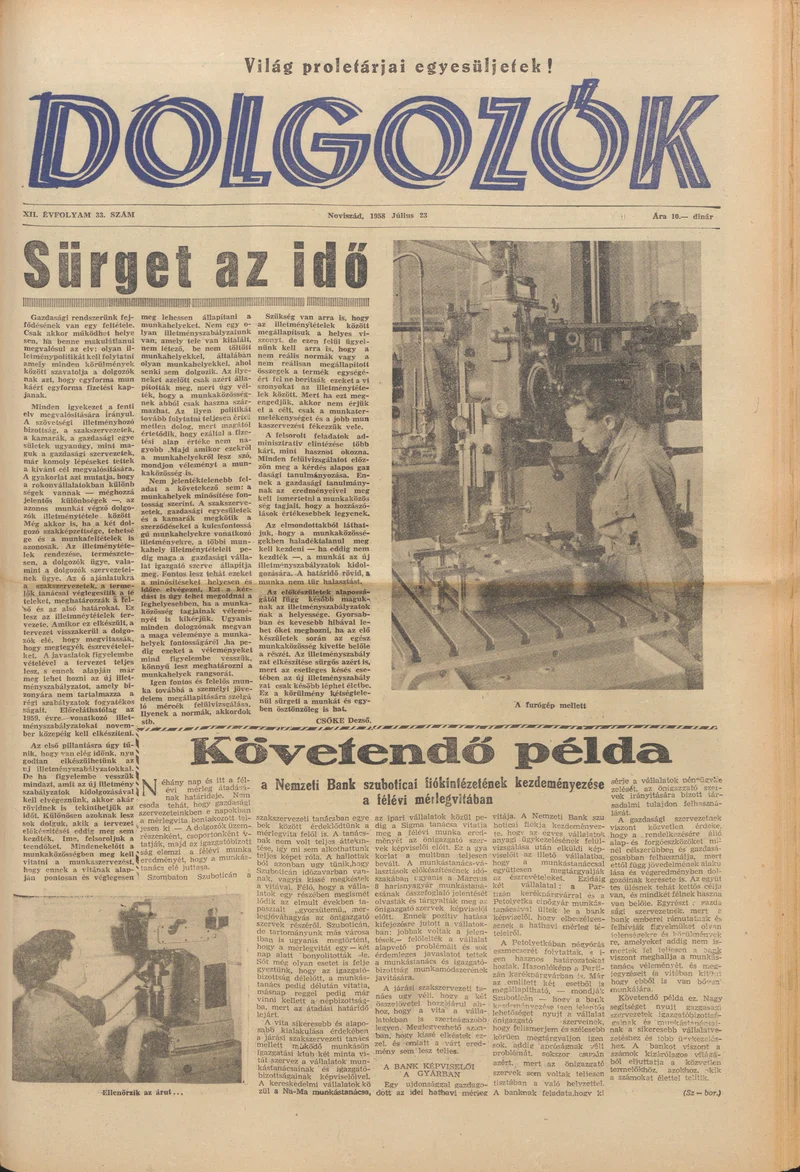 Dolgozók, 12. évf. 1958. augusztus 23. 33. sz.