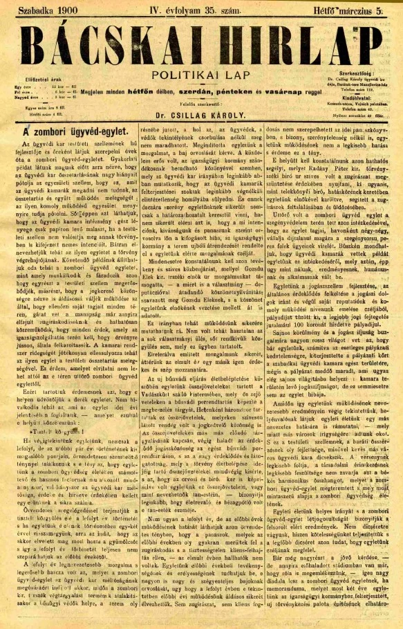 Bácskai Hirlap, 4. évf. 1900. március 5. 35. sz.
