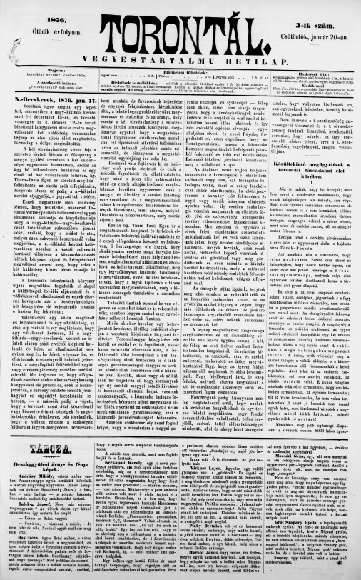 Torontál, 5. évf. 1876. január 20. 3. sz.