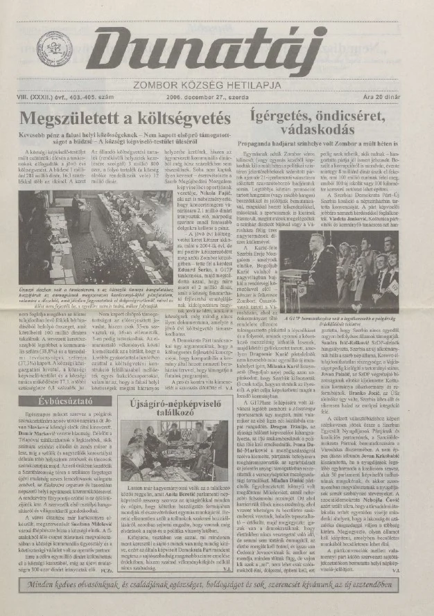 Dunatáj, 8. évf. 2006. december 27. 403–405. sz.