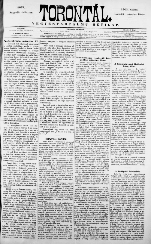 Torontál, 4. évf. 1875. március 18. 11. sz.