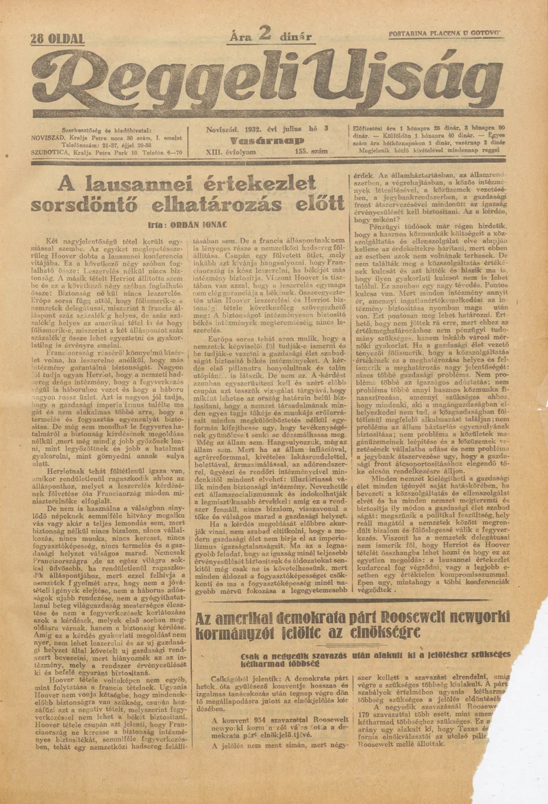 Reggeli Újság, 13. évf. 1932. július 3. 155. sz.