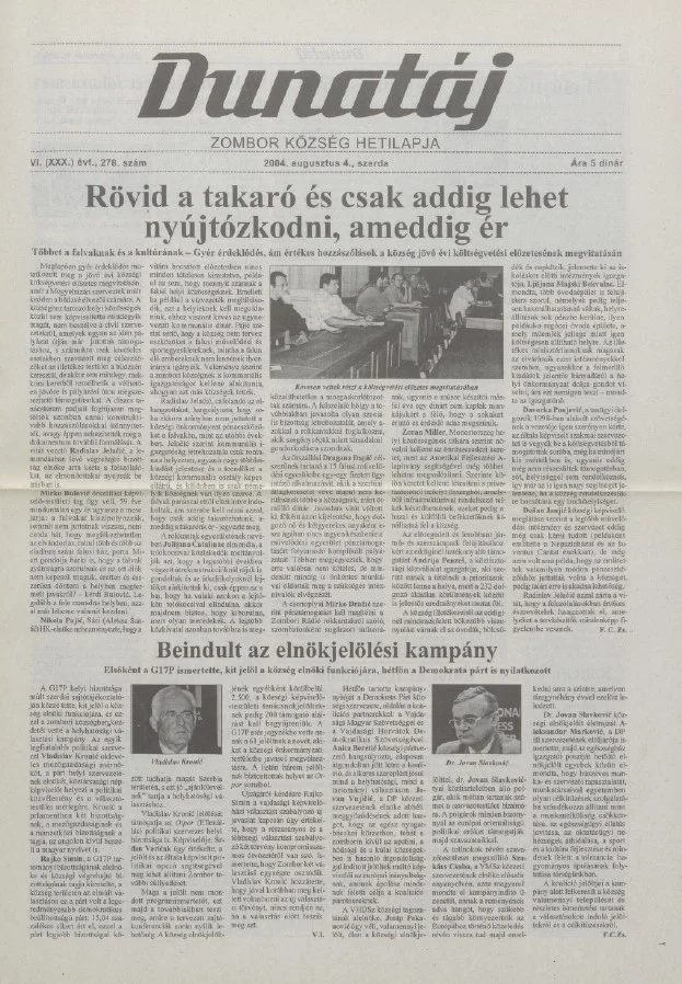 Dunatáj, 6. évf. 2004. augusztus 4. 278. sz.